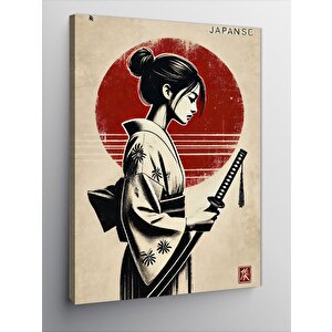 Kanvas Tablo Japon Geisha Ve Kırmızı Güneş 100x140 cm