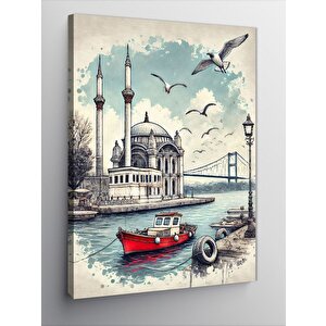 Kanvas Tablo Boğaz Köprüsü Ve Cami Manzarası 70x100 cm