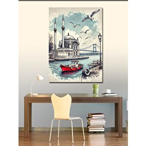 Kanvas Tablo Boğaz Köprüsü Ve Cami Manzarası 70x100 cm