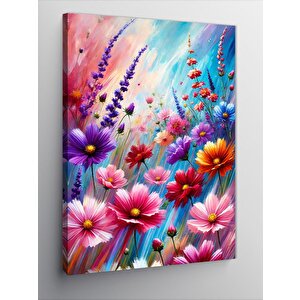 Kanvas Tablo Çiçeklerin Renkli Dansı 100x140 cm