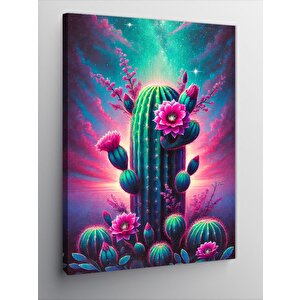 Kanvas Tablo Renkli Kaktüs Çiçekleri 50x70 cm
