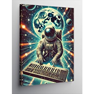 Kanvas Tablo Klavye Çalan Uzay Astronotu 100x140 cm