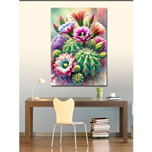 Kanvas Tablo Kaktüs Çiçekleri Ve Renkli Zarafet 50x70 cm