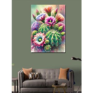 Kanvas Tablo Kaktüs Çiçekleri Ve Renkli Zarafet 50x70 cm