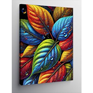 Kanvas Tablo Soyut Renkli Yapraklar 100x140 cm