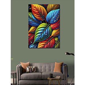 Kanvas Tablo Soyut Renkli Yapraklar 100x140 cm