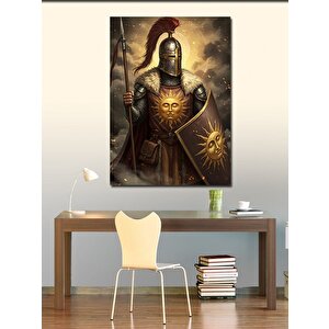 Kanvas Tablo Zırhlı Şövalye Ve Güneş Simgesi 100x140 cm