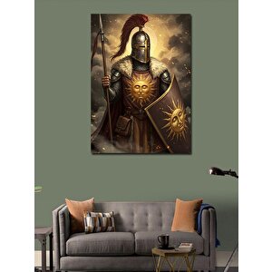 Kanvas Tablo Zırhlı Şövalye Ve Güneş Simgesi 100x140 cm