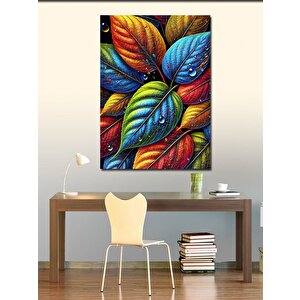 Kanvas Tablo Soyut Renkli Yapraklar 70x100 cm