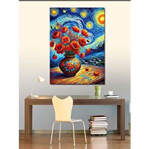 Kanvas Tablo Yıldızlı Gece Ve Çiçekler 70x100 cm