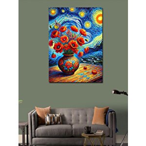 Kanvas Tablo Yıldızlı Gece Ve Çiçekler 70x100 cm