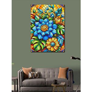 Kanvas Tablo Mavi Çiçek Desenleri 70x100 cm