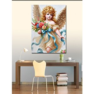 Kanvas Tablo Melek Ve Çiçek Buketi 50x70 cm