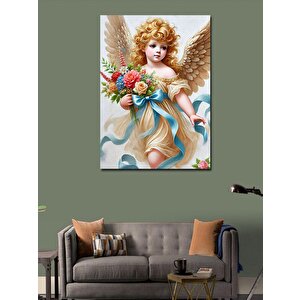 Kanvas Tablo Melek Ve Çiçek Buketi 100x140 cm