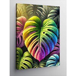 Kanvas Tablo Tropikal Renkli Yapraklar 50x70 cm