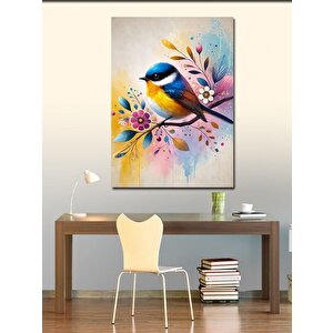 Kanvas Tablo Çiçeklerle Süslü Kuş 70x100 cm