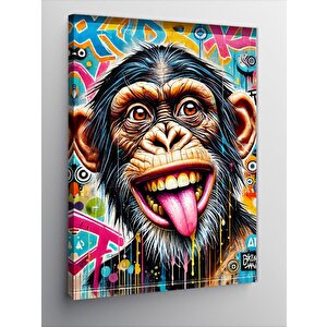 Kanvas Tablo Renkli Maymun Ve Çılgın İfade 70x100 cm