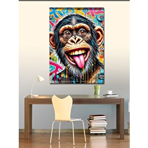 Kanvas Tablo Renkli Maymun Ve Çılgın İfade 70x100 cm
