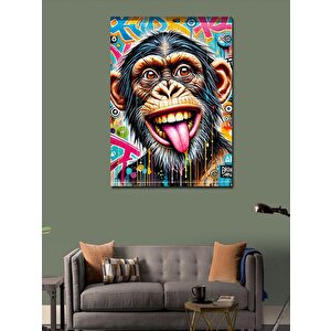 Kanvas Tablo Renkli Maymun Ve Çılgın İfade 70x100 cm