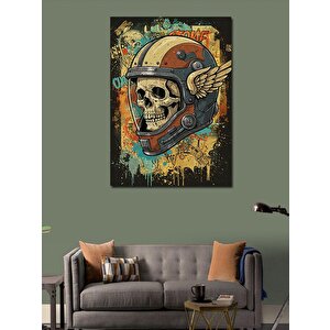 Kanvas Tablo Astronot Ve Kafatası 100x140 cm