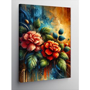 Kanvas Tablo Çiçekler Ve Vintage Renkler 50x70 cm