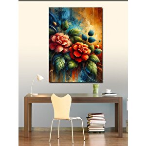 Kanvas Tablo Çiçekler Ve Vintage Renkler 50x70 cm