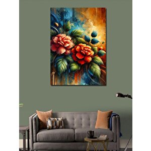 Kanvas Tablo Çiçekler Ve Vintage Renkler 50x70 cm