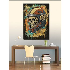 Kanvas Tablo Astronot Ve Kafatası 70x100 cm