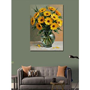 Kanvas Tablo Güneş Çiçeği Vazosu 100x140 cm