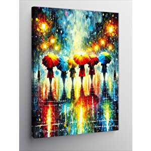 Kanvas Tablo Renkli Ve Parlak İnsan Silüetleri 100x140 cm