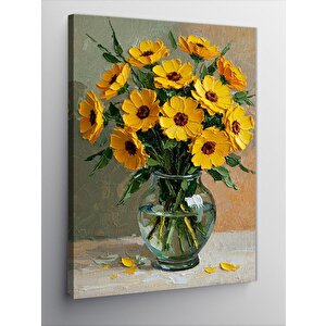 Kanvas Tablo Güneş Çiçeği Vazosu 50x70 cm