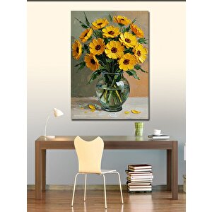 Kanvas Tablo Güneş Çiçeği Vazosu 50x70 cm