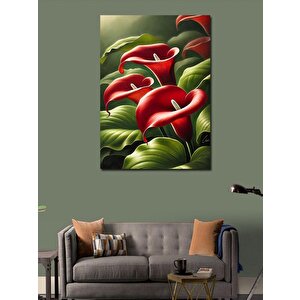 Kanvas Tablo Kırmızı Calla Lily Çiçekleri 100x140 cm