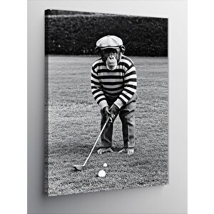 Kanvas Tablo Golf Oynayan Maymun 70x100 cm