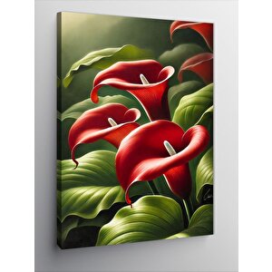 Kanvas Tablo Kırmızı Calla Lily Çiçekleri 50x70 cm