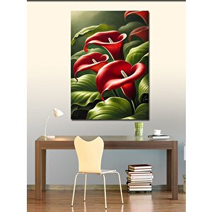 Kanvas Tablo Kırmızı Calla Lily Çiçekleri 50x70 cm