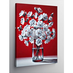 Kanvas Tablo Beyaz Çiçek Vazoları 70x100 cm