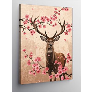 Kanvas Tablo Çiçekli Geyik Ve Zarafet 70x100 cm