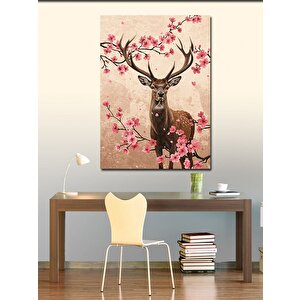 Kanvas Tablo Çiçekli Geyik Ve Zarafet 70x100 cm