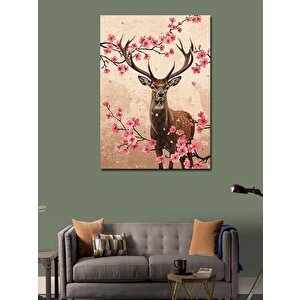 Kanvas Tablo Çiçekli Geyik Ve Zarafet 70x100 cm