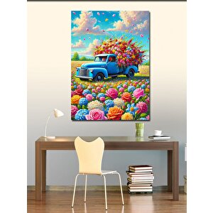 Kanvas Tablo Renkli Çiçek Yüklü Kamyon 50x70 cm
