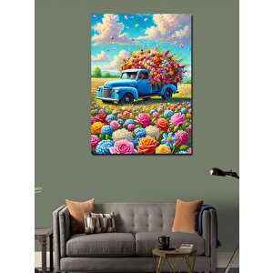 Kanvas Tablo Renkli Çiçek Yüklü Kamyon 50x70 cm