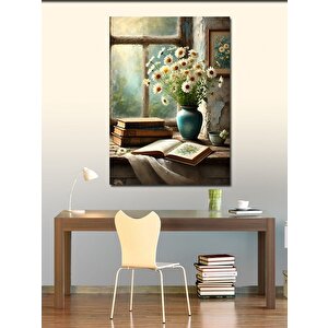 Kanvas Tablo Pencere Ve Çiçeklerle Eski Oda 70x100 cm