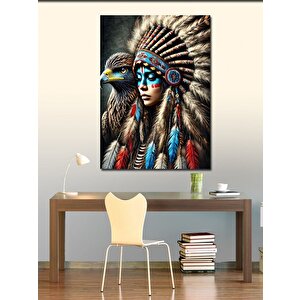 Kanvas Tablo Kızılderili Kadın Ve Kartal Ruhu 70x100 cm