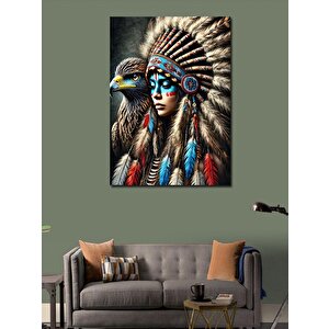 Kanvas Tablo Kızılderili Kadın Ve Kartal Ruhu 70x100 cm