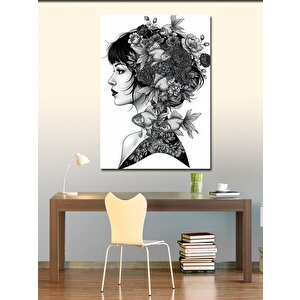 Kanvas Tablo Çiçeklerle Kaplı Kadın Silüeti 70x100 cm