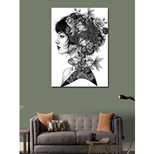 Kanvas Tablo Çiçeklerle Kaplı Kadın Silüeti 70x100 cm
