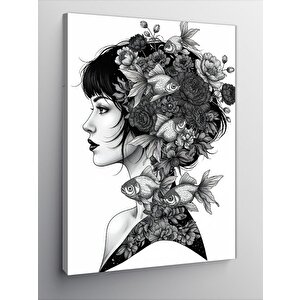 Kanvas Tablo Çiçeklerle Kaplı Kadın Silüeti 100x140 cm