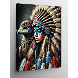 Kanvas Tablo Kızılderili Kadın Ve Kartal Ruhu 50x70 cm