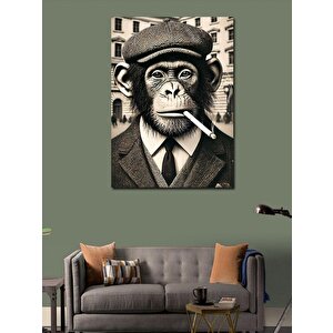 Kanvas Tablo Sigara İçen Şapkalı Maymun 70x100 cm